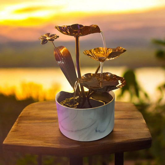 Golden Lotus Tabletop Fountain – Tranquil Home Decor Accent